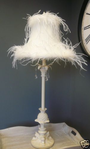 Tall cream feather lamp