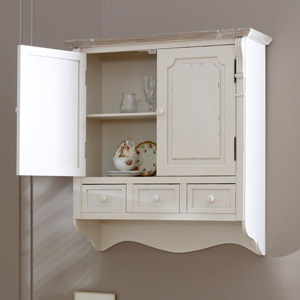 Cream Wall Mounted Cupboard with Drawers