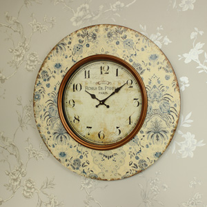 Large Cream Floral Wall Clock