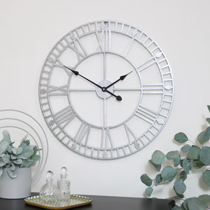 Silver Metal Skeleton Clock
