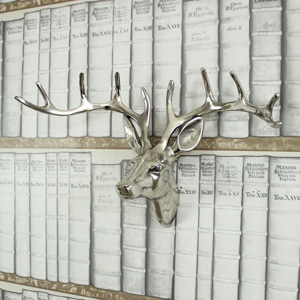 Silver Metal Stag Head