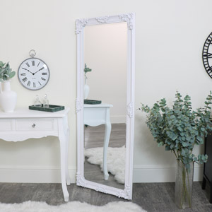 Tall Ornate White Wall / Leaner Mirror