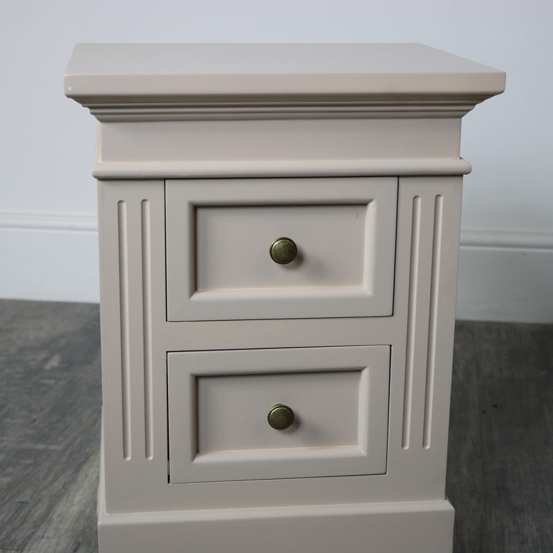 2 Drawer Grey Bedside Table - Daventry Taupe-Grey Range SECONDS ITEM