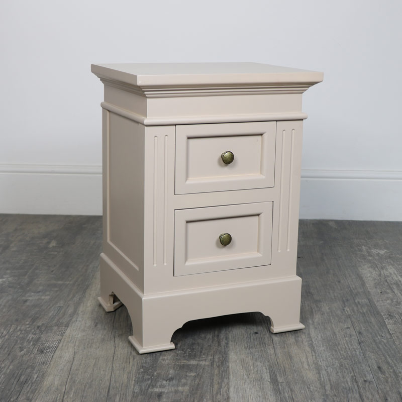 2 Drawer Grey Bedside Table - Daventry Taupe-Grey Range SECONDS ITEM