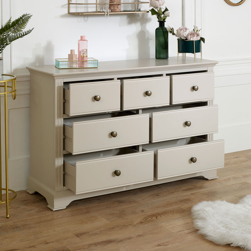7 Drawer Taupe-Grey Chest of Drawers - Davenport Taupe-Grey Range DAMAGED SECOND 4369