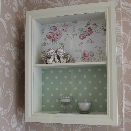 Wooden cream wall shelf unit storage shabby vintage chic shelf bathroom