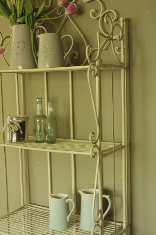 metal cream shelf unit shabby vintage chic bathroom shelves storage