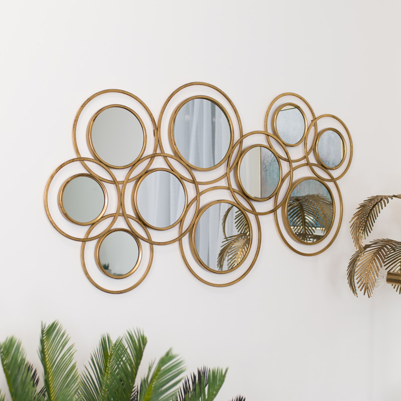 Abstract Multi Circle Gold Mirror 70cm x 130cm