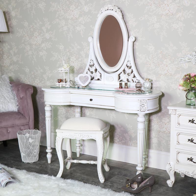 Cream Dressing Table Set, Chest of Drawers and Pair of Bedsides - Limoges Range