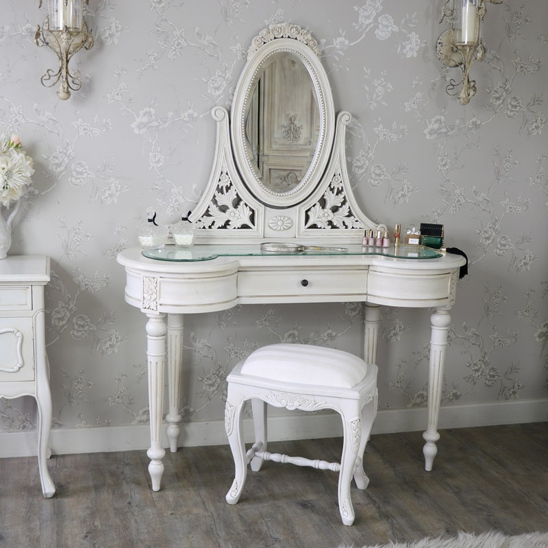 Antique Cream Dressing Table, Mirror and Stool Set - Limoges Range ... Antique Cream Dressing Table, Mirror and Stool Set - Limoges Range ...