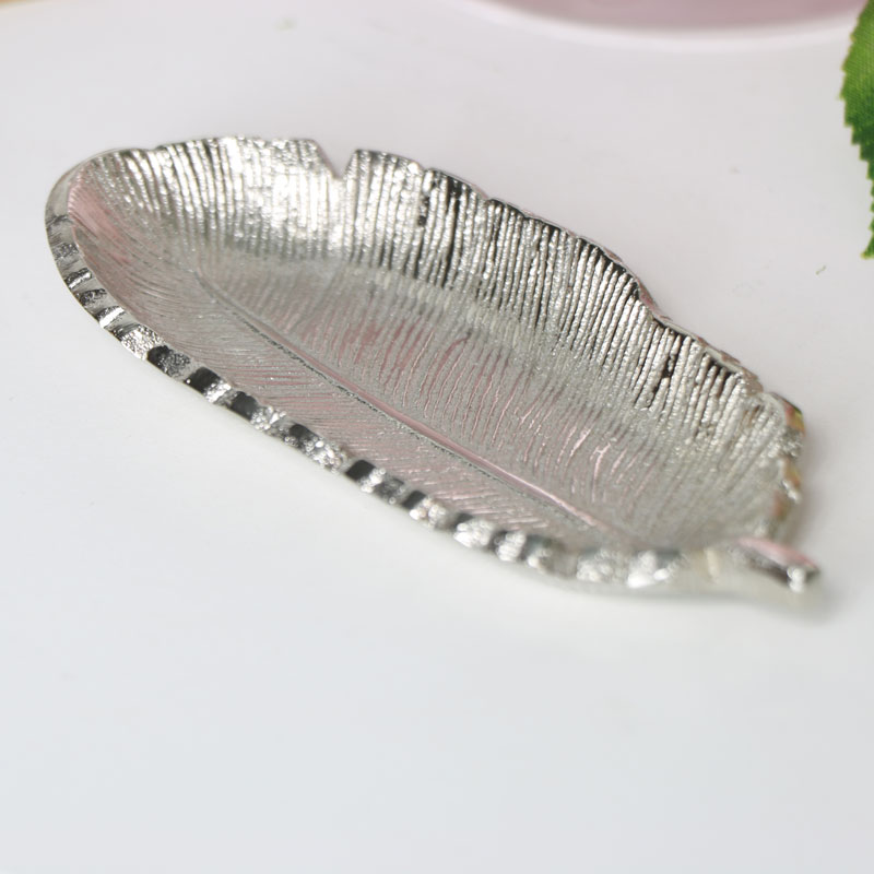 Antique Silver Feather Trinket Dish