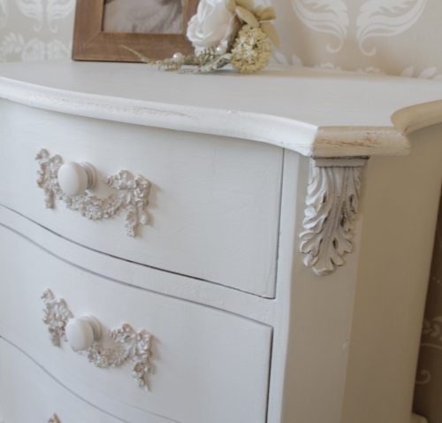 Antique white  3 drawer  chest/bedside table - ' Pays Blanc ' range