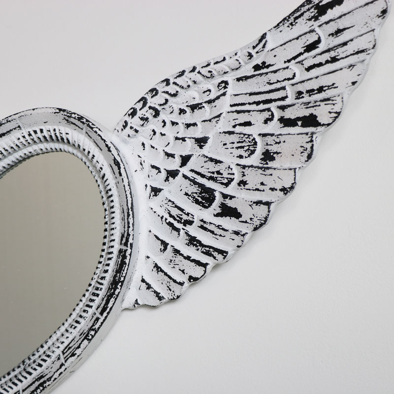 Antique White Angel Wing Mirror