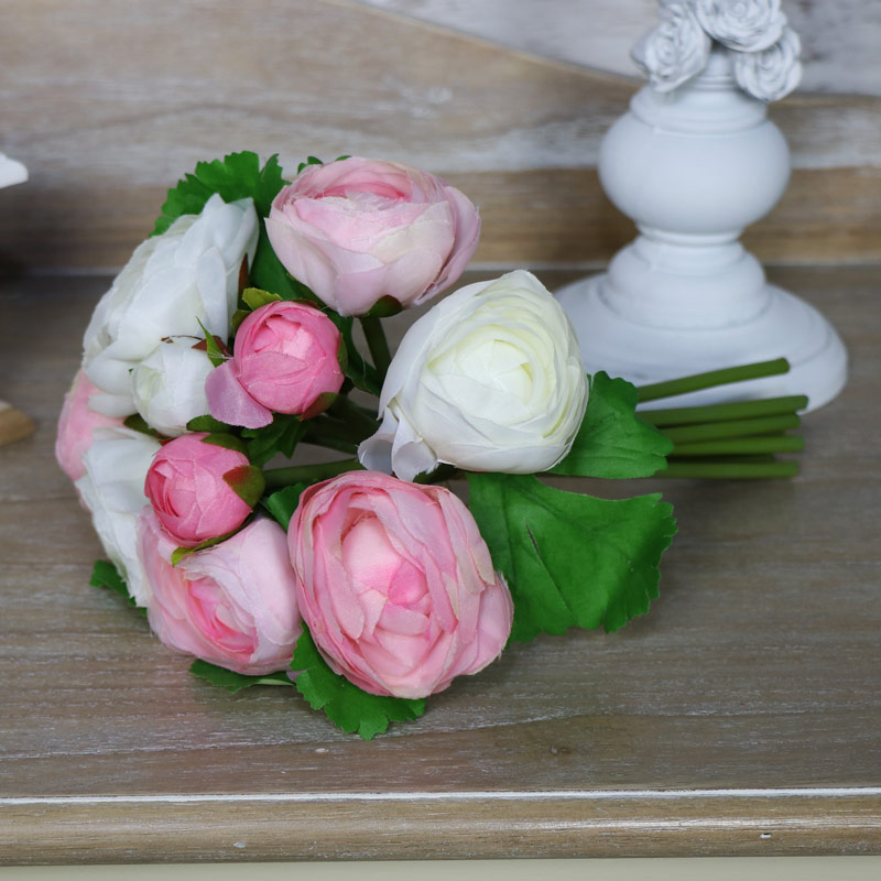 Artificial Pink and White Camellia Posy 