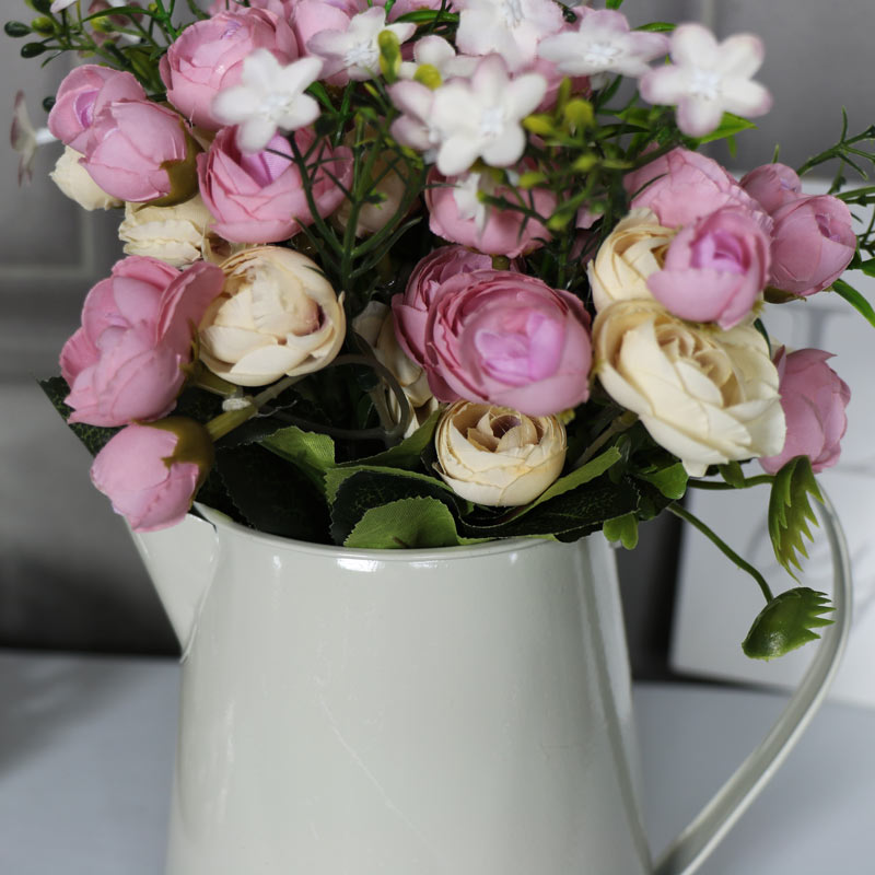 Artificial Rose Arrangement in Small Cream Jug