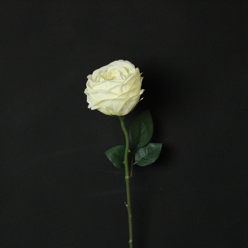 Artificial Single Cream Rose Stem