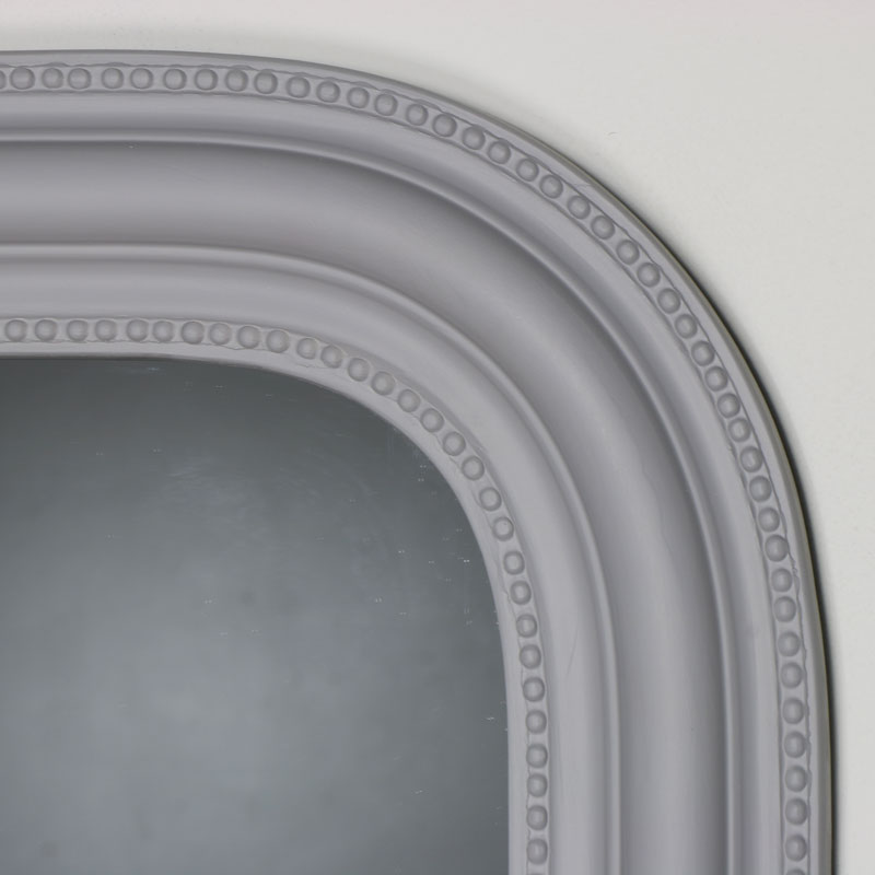 Beaded Grey Arched Mantel Wall Mirror 