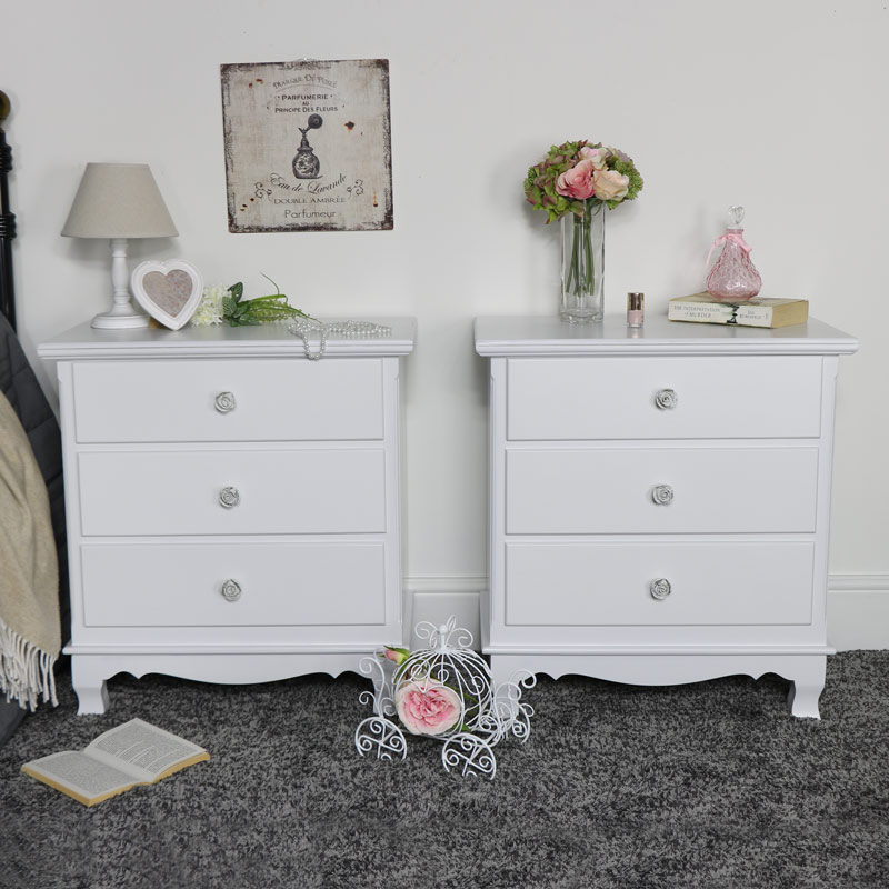 Uk white bedside table drawer cabinet bedroom furniture storage nightstand shelf. white bedroom set chest of drawers and a pair of bedside chests lila range
