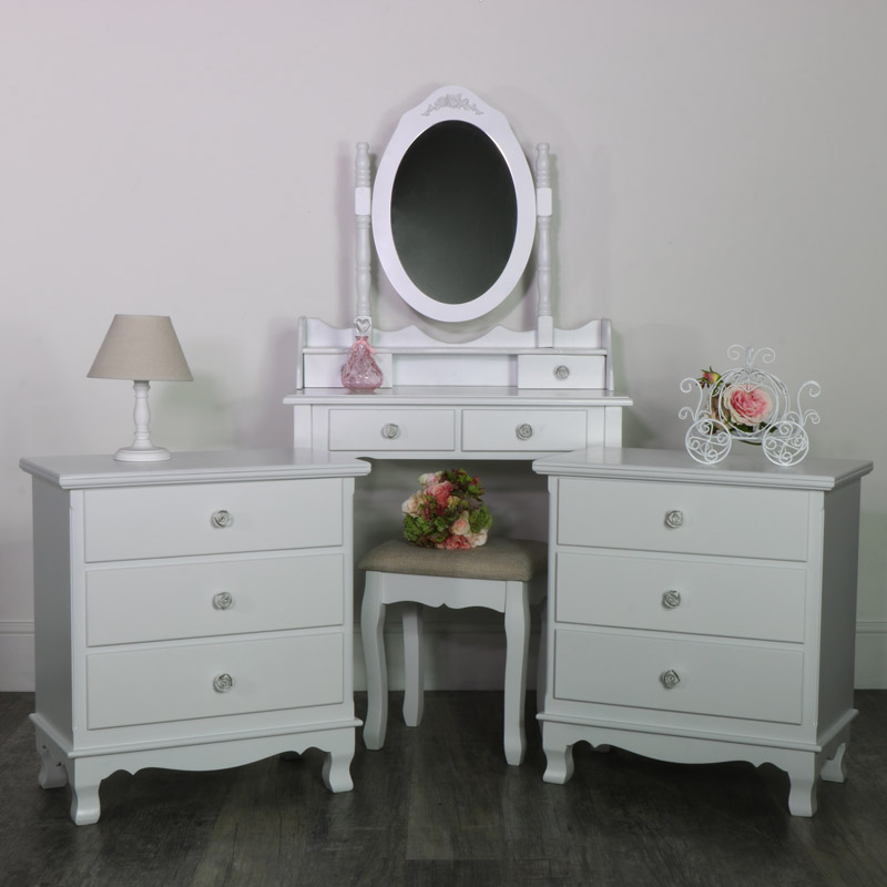 Set Dressing Table Mirror Stool, White Dressing Table With Mirror And Drawers
