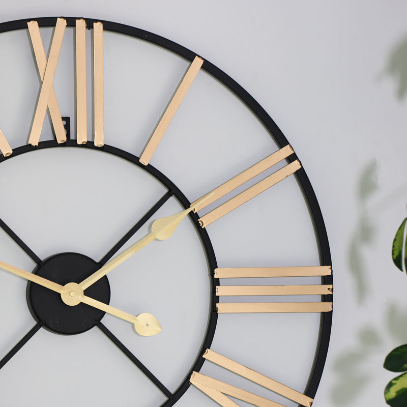 Black And Gold Skeletal Wall Clock - 40 Inch Wall Clock Black And Gold Skeletal Wall Clock - 40 Inch Wall Clock
