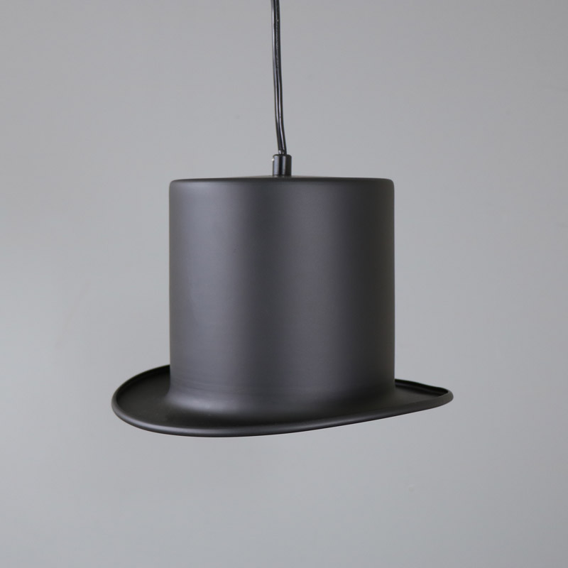 Black Bowler Hat Pendant Light