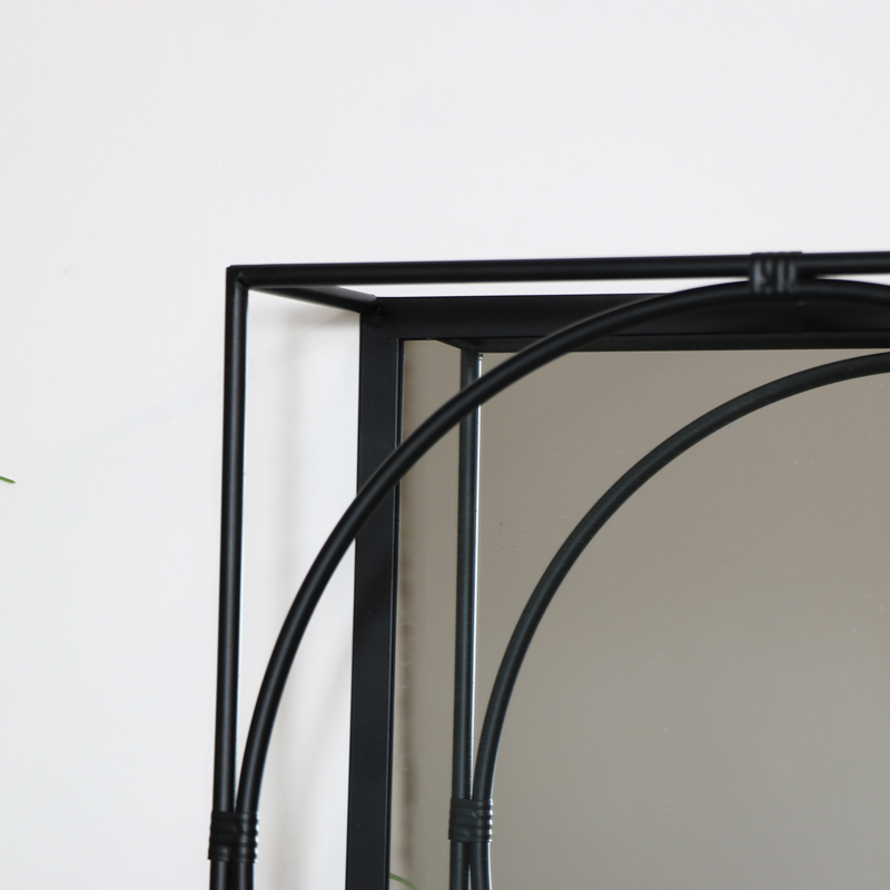 Black Framed Mirrored Shelf - Large 