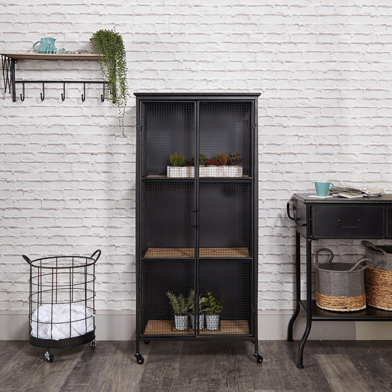 Black Industrial Metal Display Cabinet