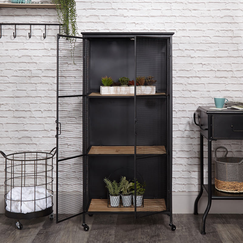 Black Industrial Metal Display Cabinet