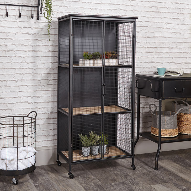 Black Industrial Metal Display Cabinet Melody Maison