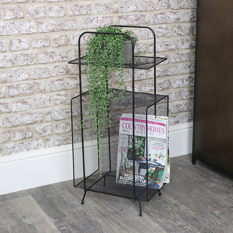 Black Metal Magazine Rack Side Table