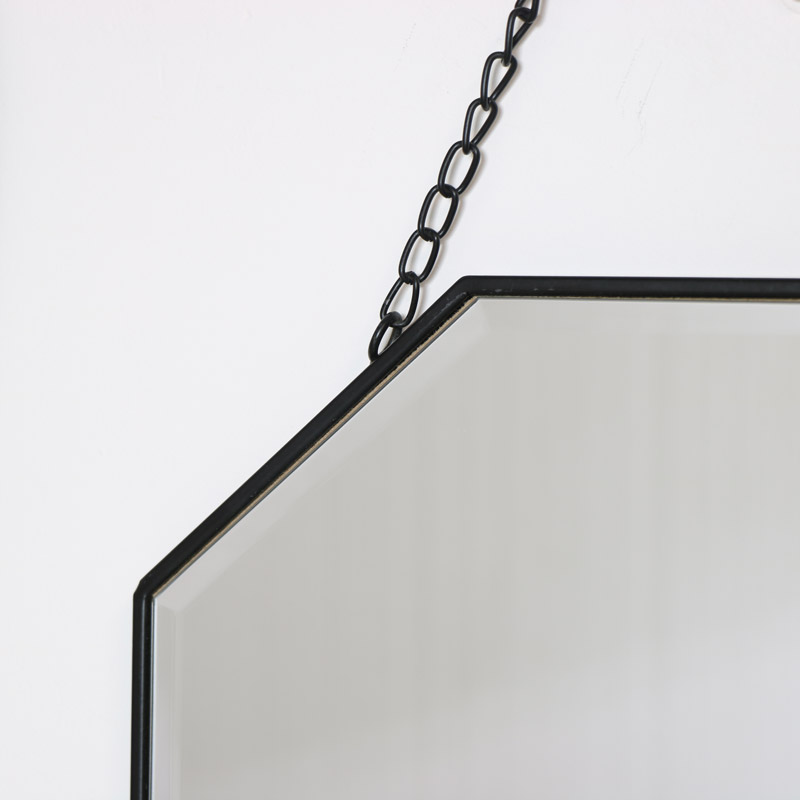 Black Octagonal Wall Mirror 