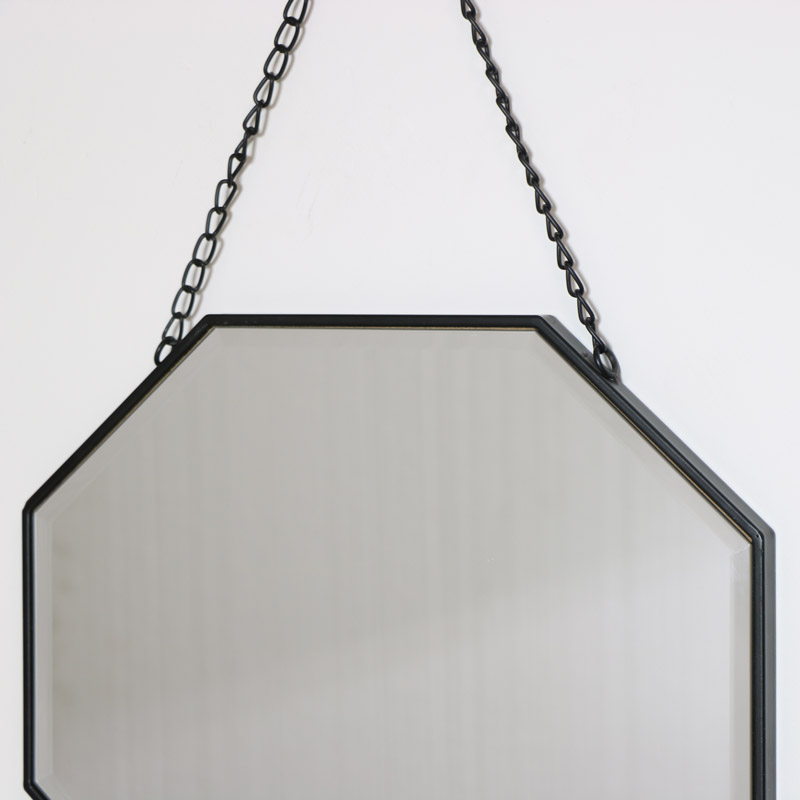Black Octagonal Wall Mirror 