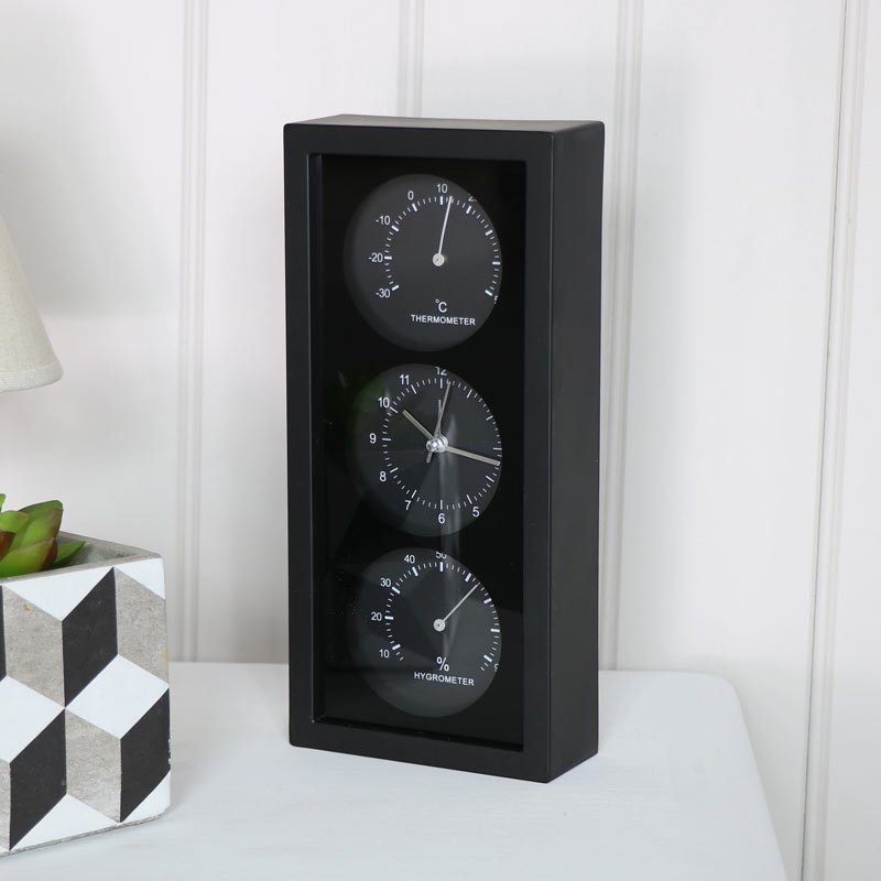Black Thermo/Hydro Wall Clock