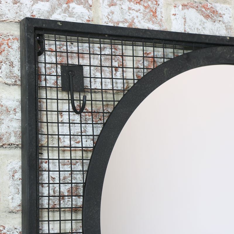 Black Wall Mirror With Shelf Hooks 52cm X 46cm Melody Maison - Black Wall Mirror With Shelf And Hooks Black Wall Mirror With Shelf Hooks 52cm X 46cm Melody Maison - Black Wall Mirror With Shelf And Hooks