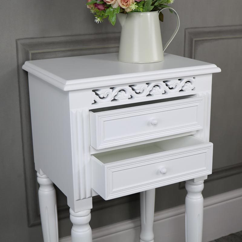 White 2 Drawer Bedside Table - Blanche Range