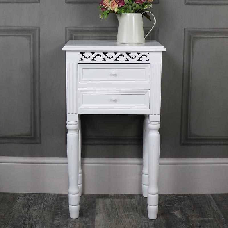 White 2 Drawer Bedside Table - Blanche Range - Melody Maison®