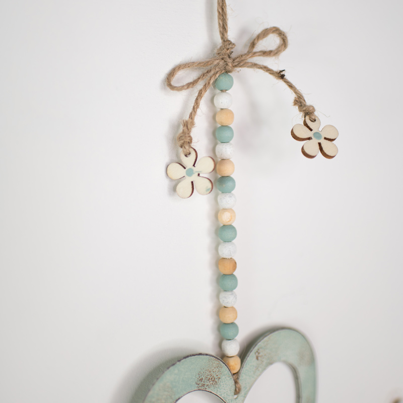 Blue Metal Hanging Heart Decoration 