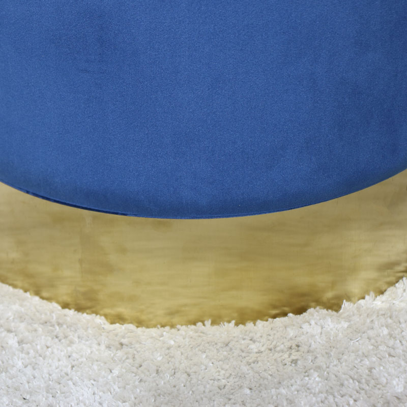 Blue Velvet Stool with Gold Base 