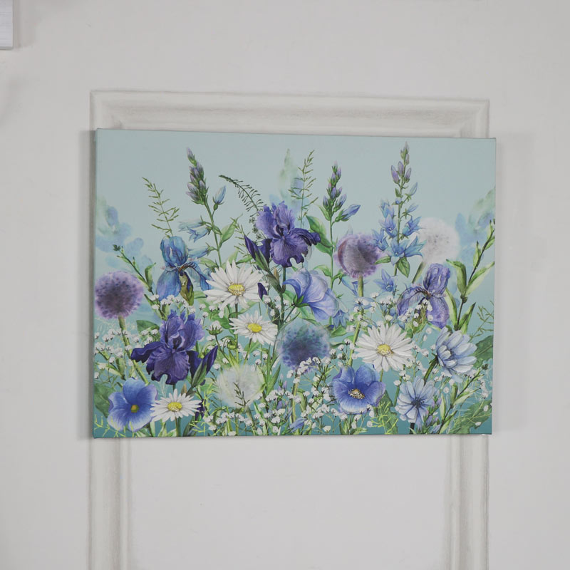 Blue Wildflowers Wall Mounted Canvas Print