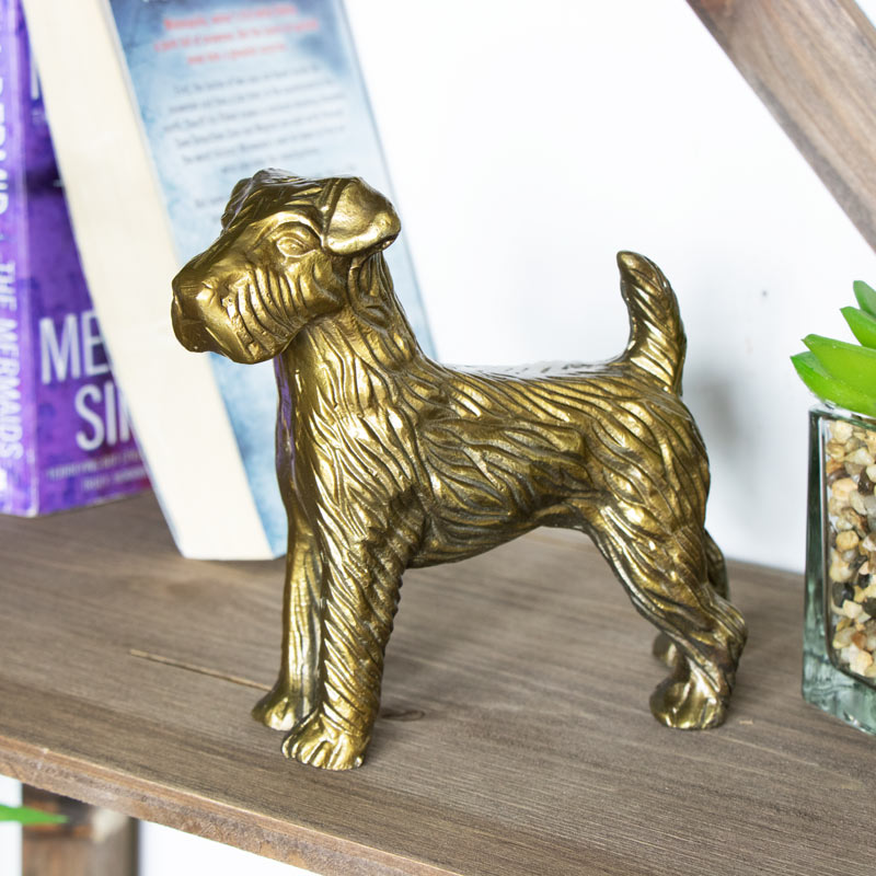 Brass Colour Metal Decorative Dog Ornament 
