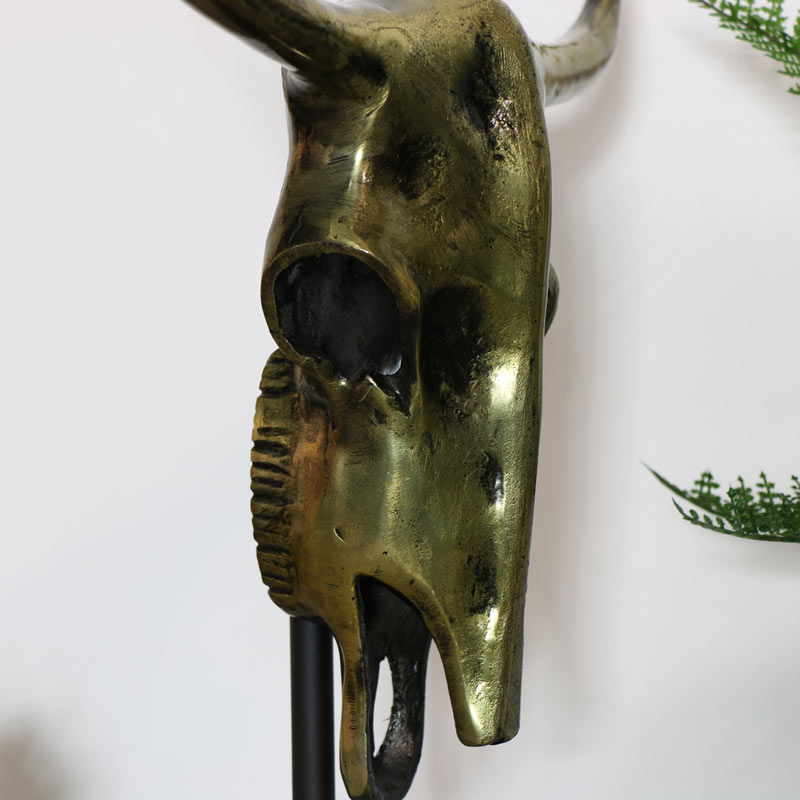 Bronzed Buffalo Skull on Stand