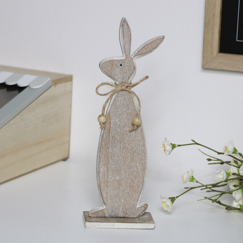 Brown Wooden Rabbit Decoration