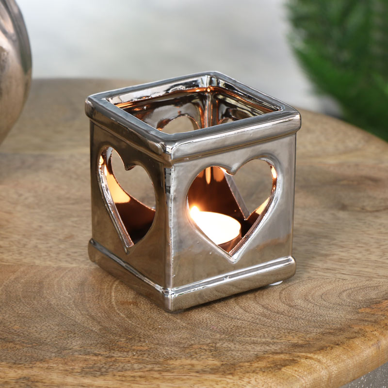 Ceramic Silver Tealight Candle Holder