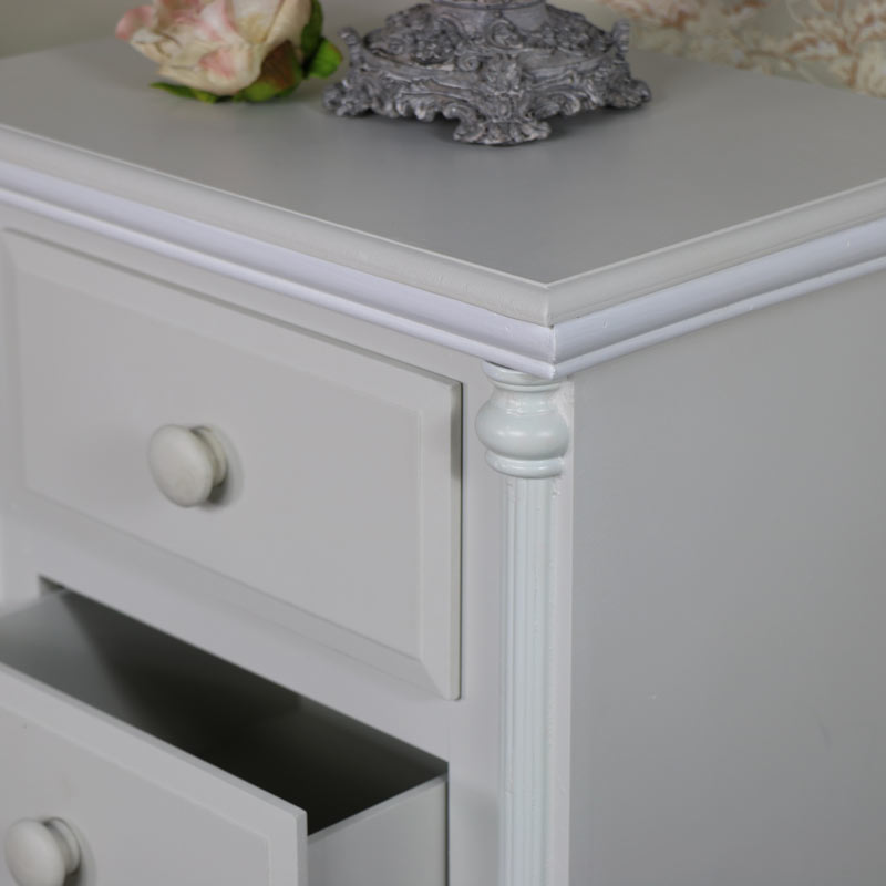 Light Grey Vintage Bedside Table set of 2 - Claudette Range 