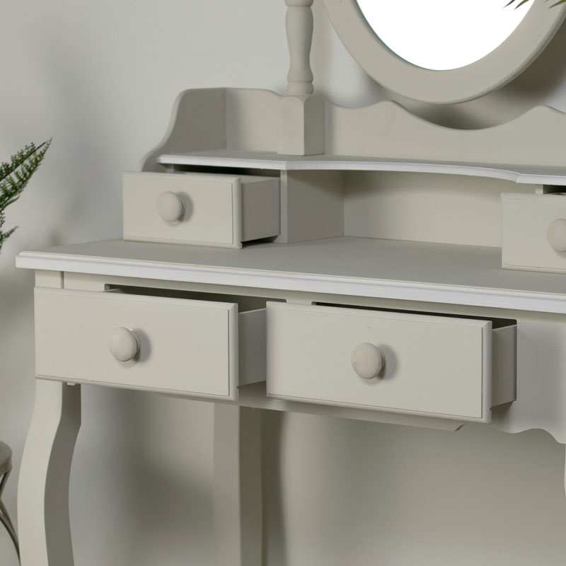 Grey Dressing Table with Tabletop Vanity Mirror - Claudette Range