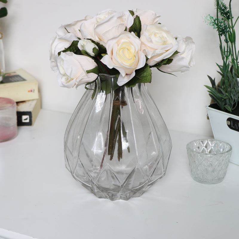 Clear Cut Glass Vase 
