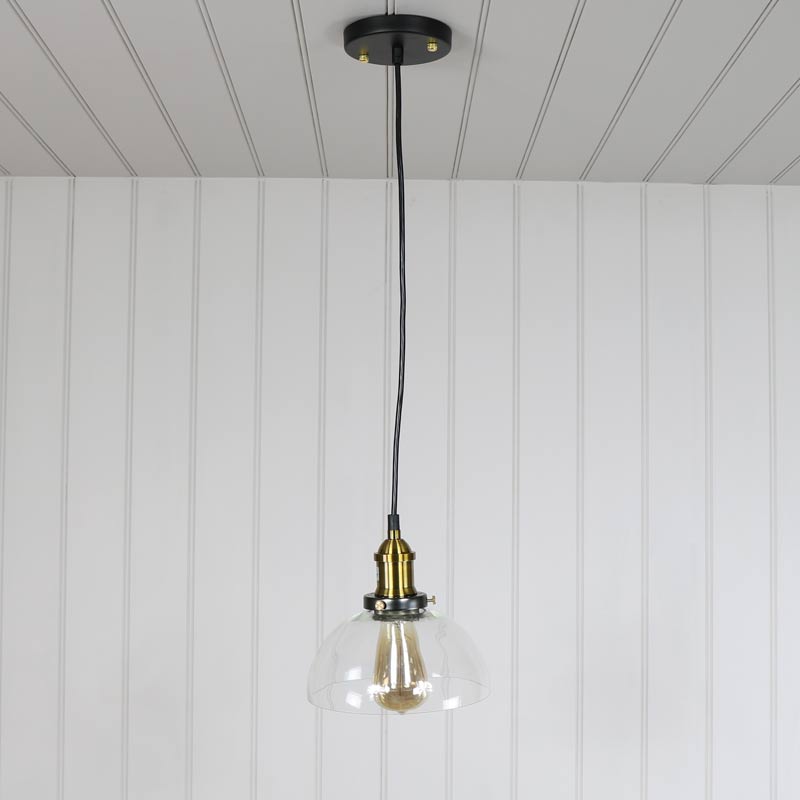 Clear Glass Dome Industrial Pendant Ceiling Light