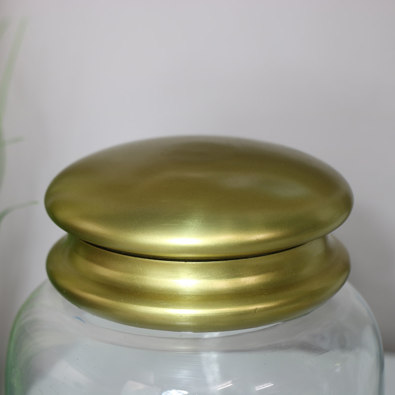 Clear Glass Sweet Jar with Bronzed Lid