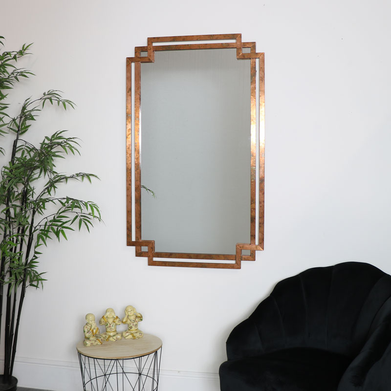 Copper Art Deco Distressed Mirror - Art Deco Wall Mirrors Uk Copper Art Deco Distressed Mirror - Art Deco Wall Mirrors Uk