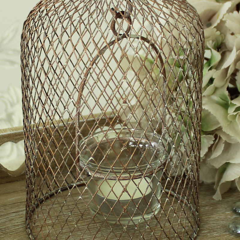 Copper Mesh Domed Tealight Holder with Glass Cup